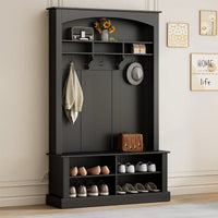 47.2 Inch Wide Hall Tree Bench with Shoe Storage and Hooks for Entryway Organization