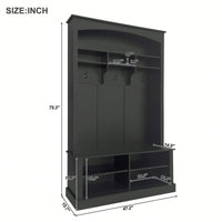 47.2 Inch Wide Hall Tree Bench with Shoe Storage and Hooks for Entryway Organization