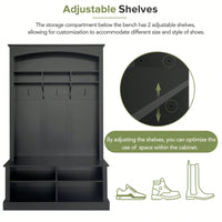 47.2 Inch Wide Hall Tree Bench with Shoe Storage and Hooks for Entryway Organization