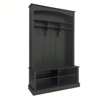 47.2 Inch Wide Hall Tree Bench with Shoe Storage and Hooks for Entryway Organization