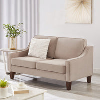 Modern Loveseat Sofa For Living Room, Upholstered Velvet Small Couch With Wooden Legs For Livingroom Bedroom