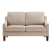 Modern Loveseat Sofa For Living Room, Upholstered Velvet Small Couch With Wooden Legs For Livingroom Bedroom