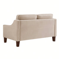 Modern Loveseat Sofa For Living Room, Upholstered Velvet Small Couch With Wooden Legs For Livingroom Bedroom