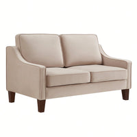 Modern Loveseat Sofa For Living Room, Upholstered Velvet Small Couch With Wooden Legs For Livingroom Bedroom