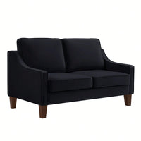 Modern Loveseat Sofa For Living Room, Upholstered Velvet Small Couch With Wooden Legs For Livingroom Bedroom