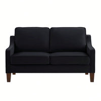 Modern Loveseat Sofa For Living Room, Upholstered Velvet Small Couch With Wooden Legs For Livingroom Bedroom