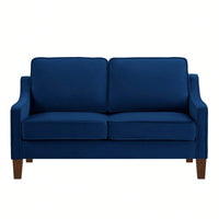 Modern Loveseat Sofa For Living Room, Upholstered Velvet Small Couch With Wooden Legs For Livingroom Bedroom