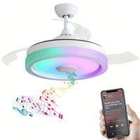 42 Inch Modern Invisible Ceiling Fan with Remote Control Reversible DC Motor and 36W LED Light Smart App Control ETL Certified