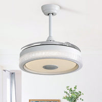 42 Inch Modern Invisible Ceiling Fan with Remote Control Reversible DC Motor and 36W LED Light Smart App Control ETL Certified