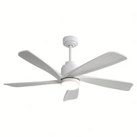 52 Inch Indoor Ceiling Fan With 120V Dimmable 5 Solid Wood Blades Remote Control Reversible DC Motor With Led Light Minimalist Style