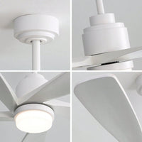52 Inch Indoor Ceiling Fan With 120V Dimmable 5 Solid Wood Blades Remote Control Reversible DC Motor With Led Light Minimalist Style