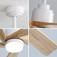 52 Inch Indoor Ceiling Fan With 120V Dimmable 5 Solid Wood Blades Remote Control Reversible DC Motor With Led Light Minimalist Style
