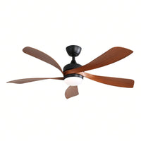 52 Inch Indoor Ceiling Fan With 3 Color Dimmable 5 ABS Blades Remote Control Reversible DC Motor  With Led Light