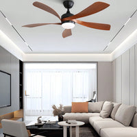 52 Inch Indoor Ceiling Fan With 3 Color Dimmable 5 ABS Blades Remote Control Reversible DC Motor  With Led Light