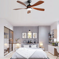 52 Inch Indoor Ceiling Fan With 3 Color Dimmable 5 ABS Blades Remote Control Reversible DC Motor  With Led Light