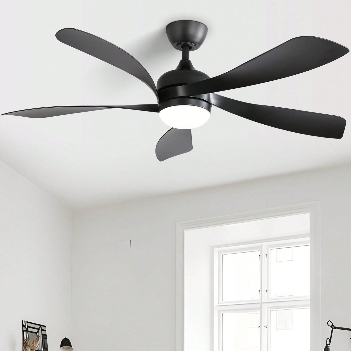 52 Inch Indoor Ceiling Fan With 3 Color Dimmable 5 ABS Blades Remote Control Reversible DC Motor  With Led Light