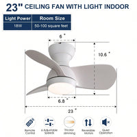 3-Color Dimmable, Powerful/Silent Motor, Sleep Timer & Quiet Motor Indoor Ceiling Fan