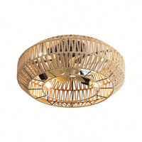22 Inch New Boho Caged Ceiling Fan With Enclosed Rattan 6 Speeds Remote Control Reversible DC Motor With ETL