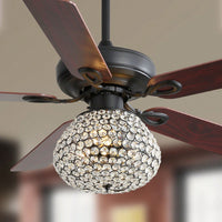 52 Inch Crystal Ceiling Fan With 3 Speed Wind 5 Plywood Blades Remote Control Reversible BLDC Motor