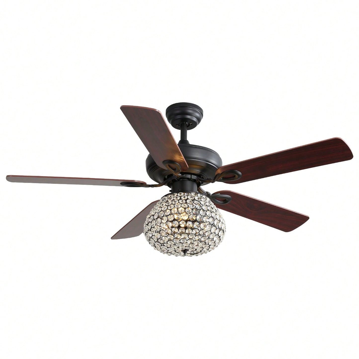52 Inch Crystal Ceiling Fan With 3 Speed Wind 5 Plywood Blades Remote Control Reversible BLDC Motor