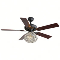 52 Inch Crystal Ceiling Fan With 3 Speed Wind 5 Plywood Blades Remote Control Reversible BLDC Motor