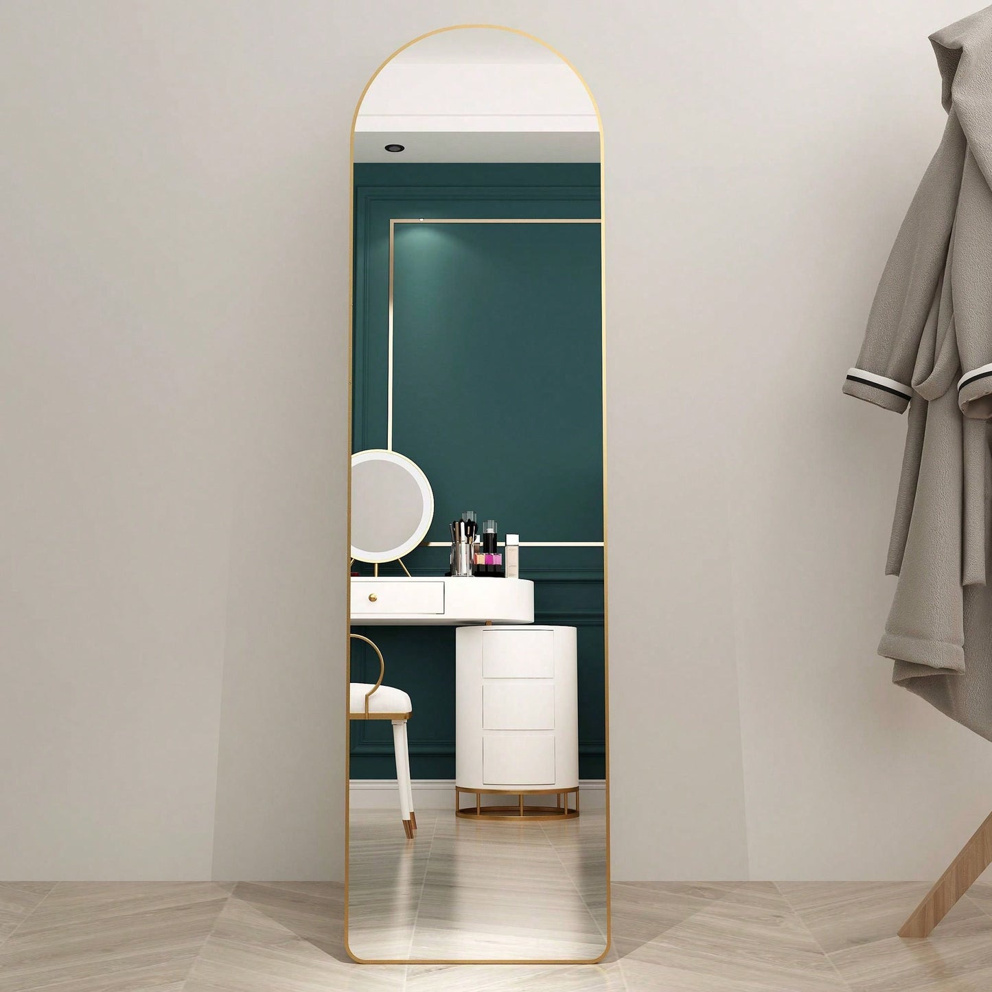 Illuminate Your Space with a Gold Full Body Mirror 60x16.5 for Bathroom Bedroom Wall Mount