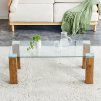 Glass-Top Coffee Table,Tea Table, With MDF Legs - Stylish Blend Of Elegance And Durability.
