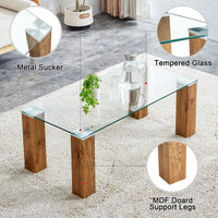 Glass-Top Coffee Table,Tea Table, With MDF Legs - Stylish Blend Of Elegance And Durability.