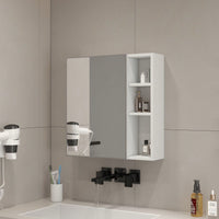 White MDF Material Mirror Cabinet, Bathroom Mirror, And A Separate Wall Mounted Bathroom Mirror For Storage And Space Saving.