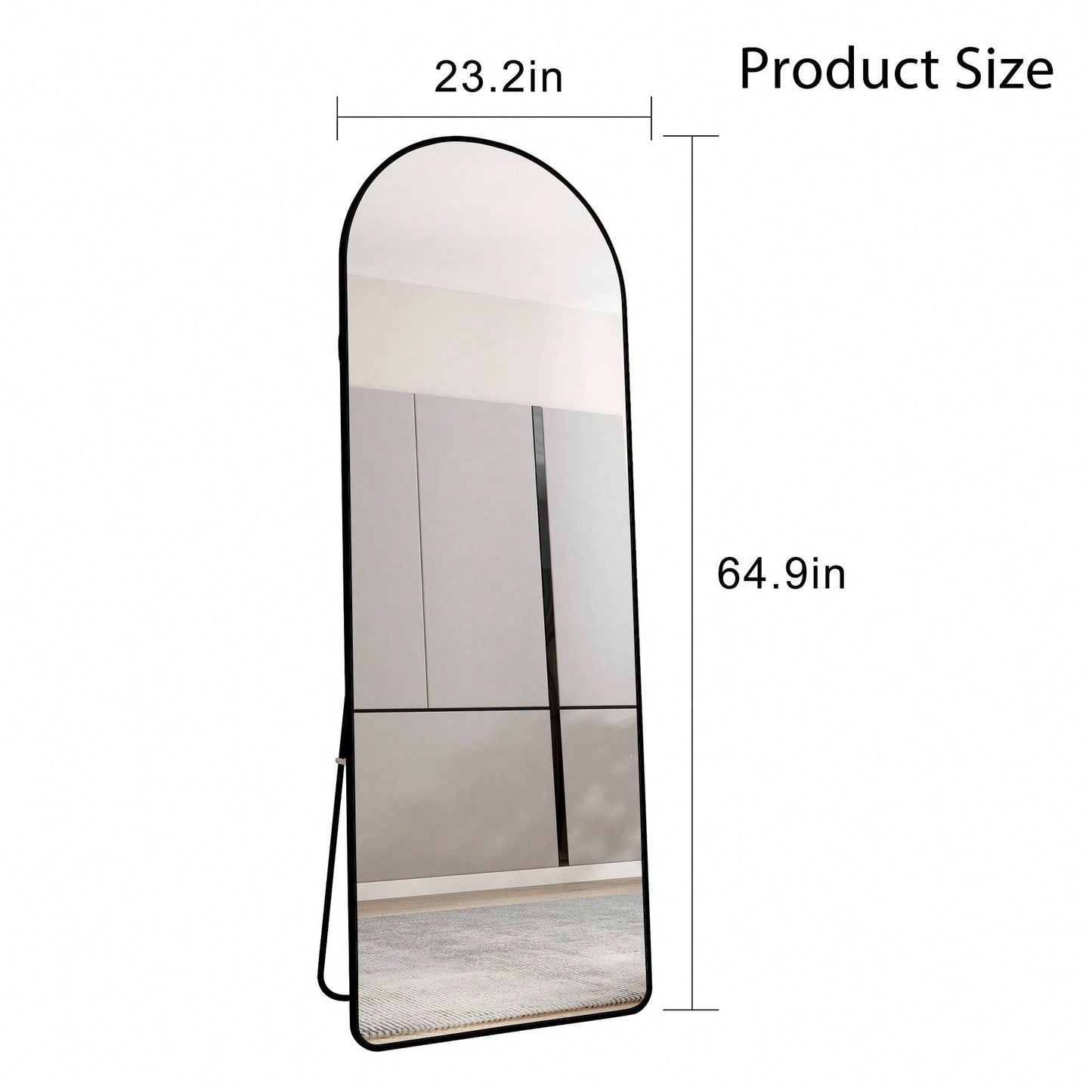 3rd Gen Aluminum Alloy Arched Floor Mirror Anti-Scratch Anti-Fingerprint for Bathroom Bedroom Store