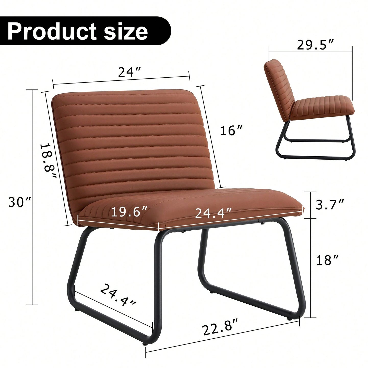 Minimalist Armless Sofa Chair With PU Backrest, Paired With Metal Legs, Suitable For Offices, Restaurants, Kitchens, And Bedrooms