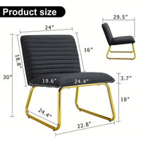 Minimalist Armless Sofa Chair With PU Backrest, Paired With Metal Legs, Suitable For Offices, Restaurants, Kitchens, And Bedrooms