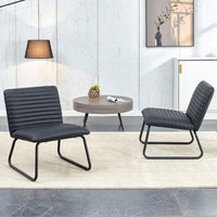 Minimalist Armless Sofa Chair With PU Backrest, Paired With Metal Legs, Suitable For Offices, Restaurants, Kitchens, And Bedrooms