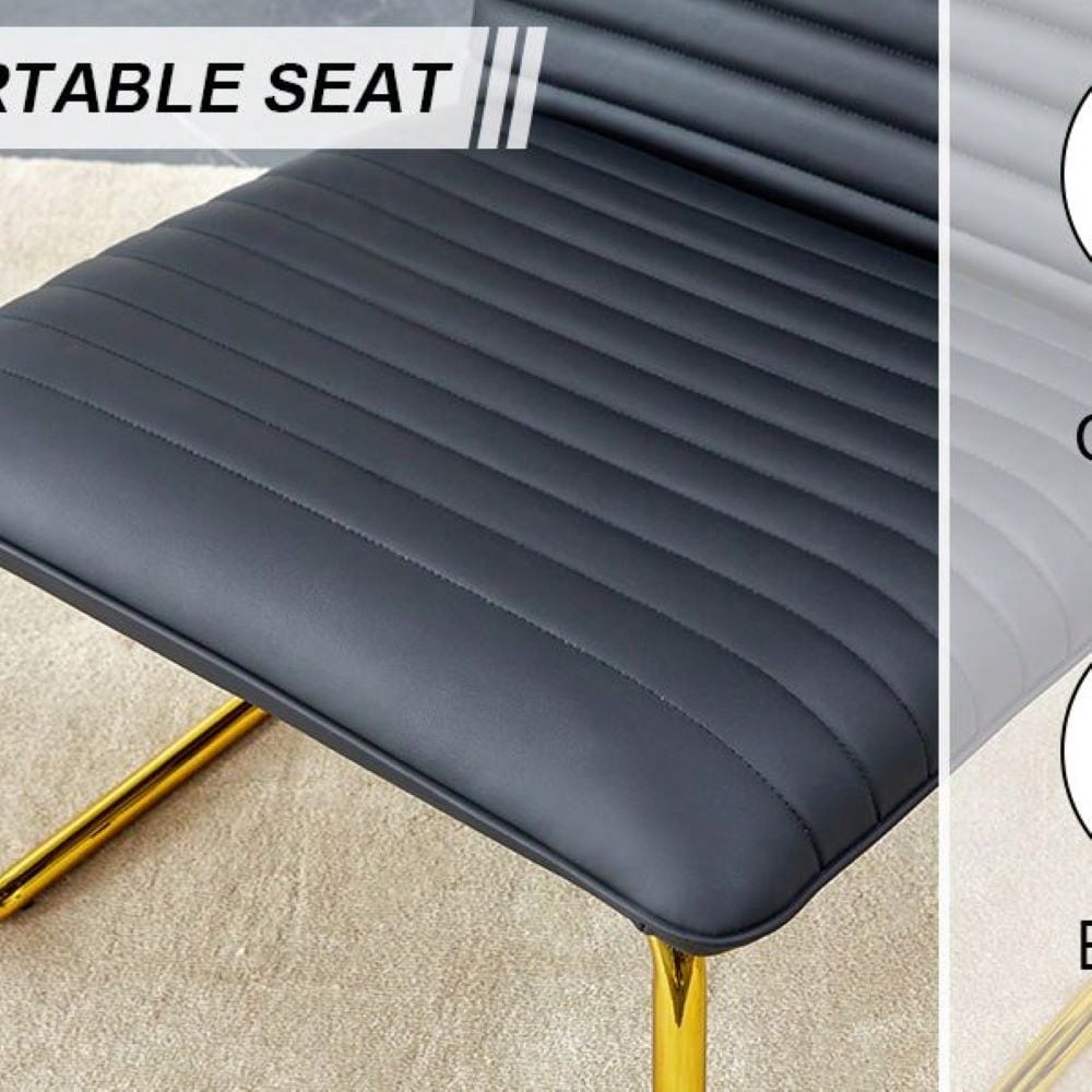 Minimalist Armless Sofa Chair With PU Backrest, Paired With Metal Legs, Suitable For Offices, Restaurants, Kitchens, And Bedrooms