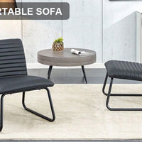 Minimalist Armless Sofa Chair With PU Backrest, Paired With Metal Legs, Suitable For Offices, Restaurants, Kitchens, And Bedrooms