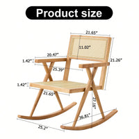 Solid Wood Imitation Rattan Rocking Chair for Indoor and Outdoor Relaxation Perfect for Balconies Gardens and Camping