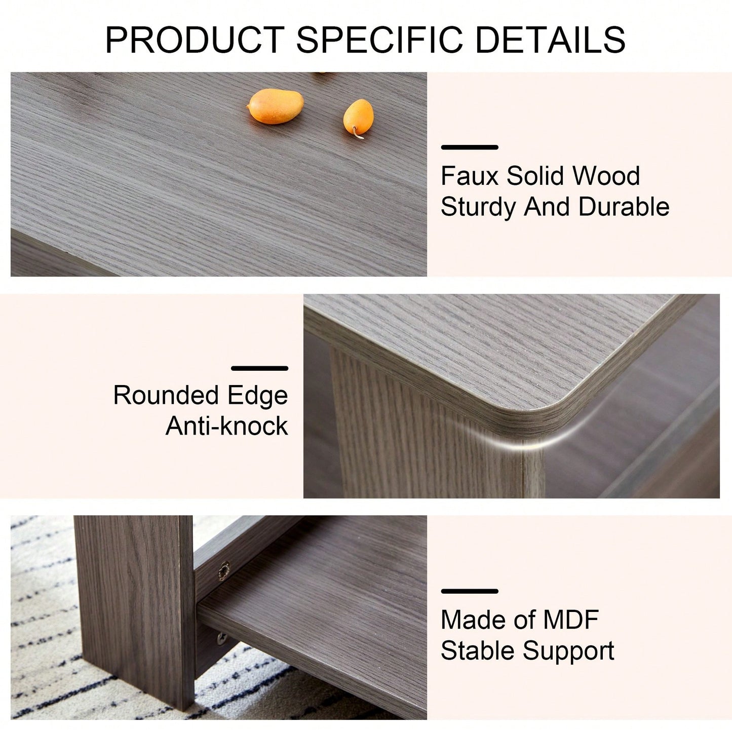 Double Layered Rectangular Coffee Table, Tea Table.MDF Material, Easy To Clean