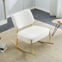 Cushioned Rocking Chair with Golden Metal Legs for Living Room Bedroom Office Comfort