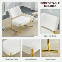 Cushioned Rocking Chair with Golden Metal Legs for Living Room Bedroom Office Comfort