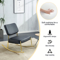 Cushioned Rocking Chair with Golden Metal Legs for Living Room Bedroom Office Comfort