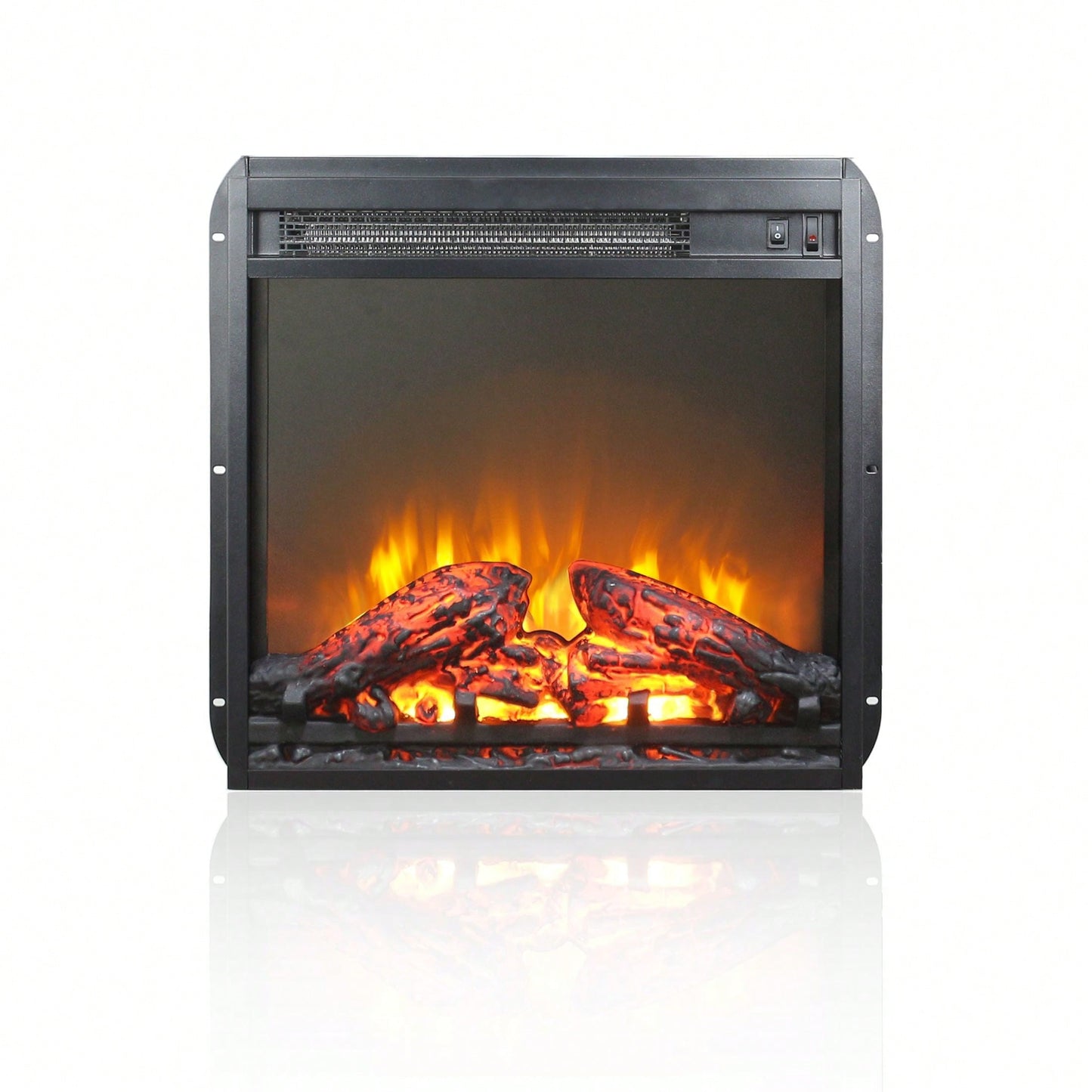 18" Electric Fireplace Insert,Ultra-Thin Heater With Log Set & Realistic Flame, Overheating Protection