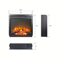 18" Electric Fireplace Insert,Ultra-Thin Heater With Log Set & Realistic Flame, Overheating Protection