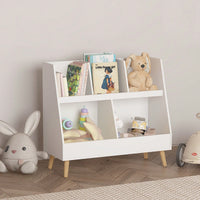 Modern Kids Bookshelf with 5 Cubbies and Legs for Nursery Bedroom Playroom Classroom Storage Organizer