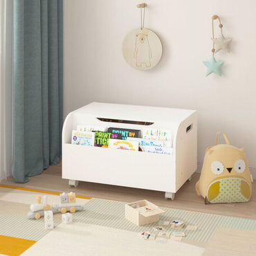 Multi-Purpose Wooden Toy Box With Front Bookshelf, Quality, Easy Assembly, And Versatile Toy Storage Organizer