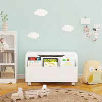 Multi-Purpose Wooden Toy Box With Front Bookshelf, Quality, Easy Assembly, And Versatile Toy Storage Organizer