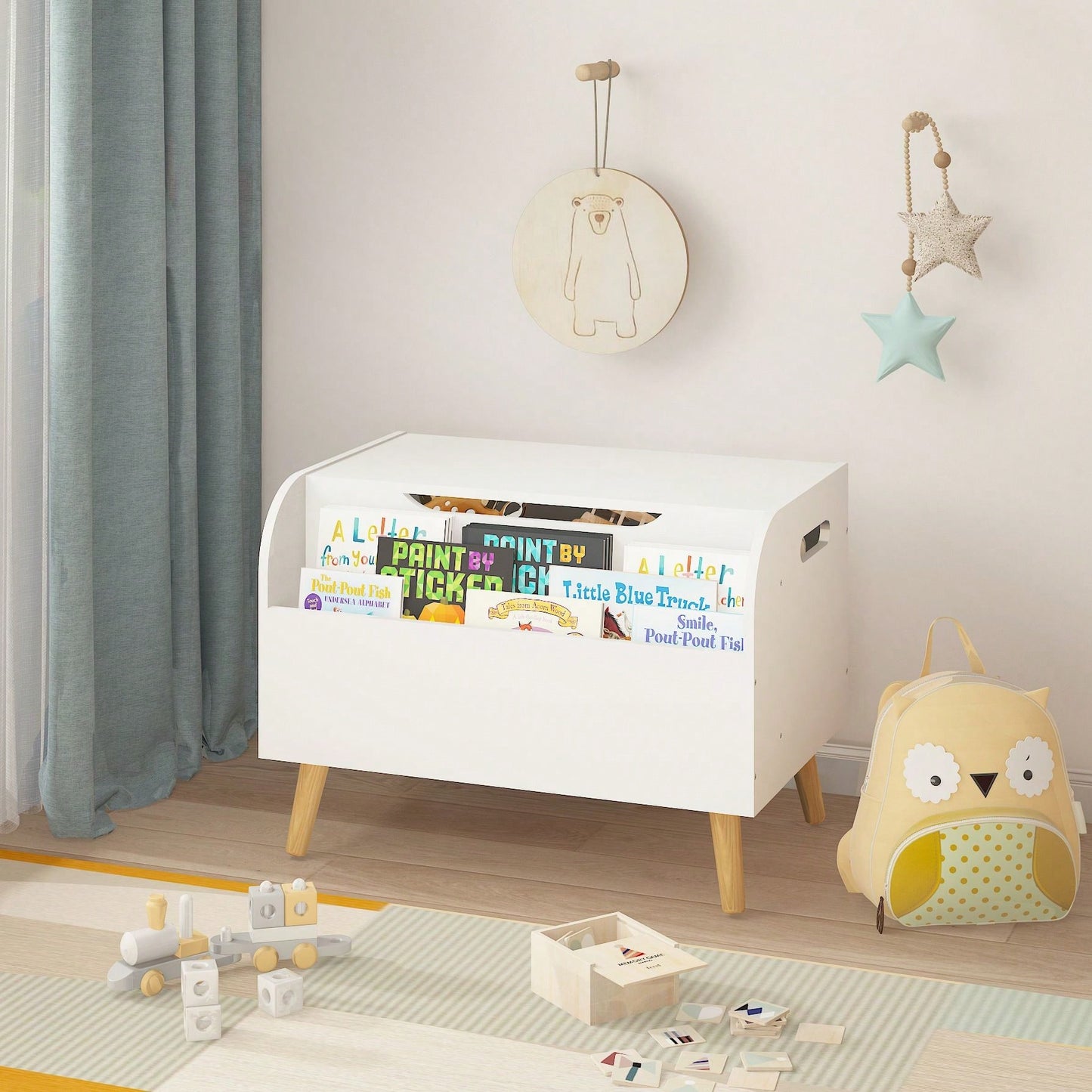 Multi-Purpose Toy Box With Front Bookshelf, Organize And Store Your Child's Belongings