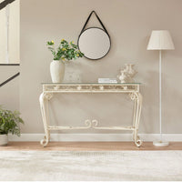 Stylish Glass and Metal Console Table for Entryway with Storage Easy Assembly Hallway Sofa Table