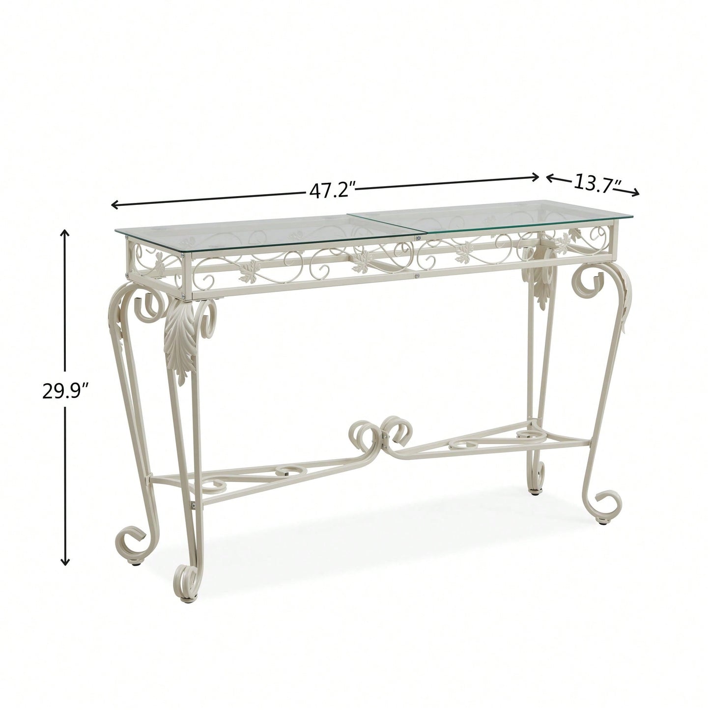 Stylish Glass and Metal Console Table for Entryway with Storage Easy Assembly Hallway Sofa Table