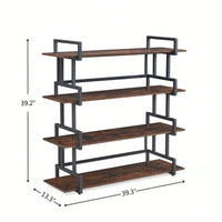 Rustic Wood and Metal 4 Tier Freestanding Bookcase Industrial Corner Shelf for Home Office