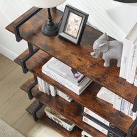 Rustic Wood and Metal 4 Tier Freestanding Bookcase Industrial Corner Shelf for Home Office